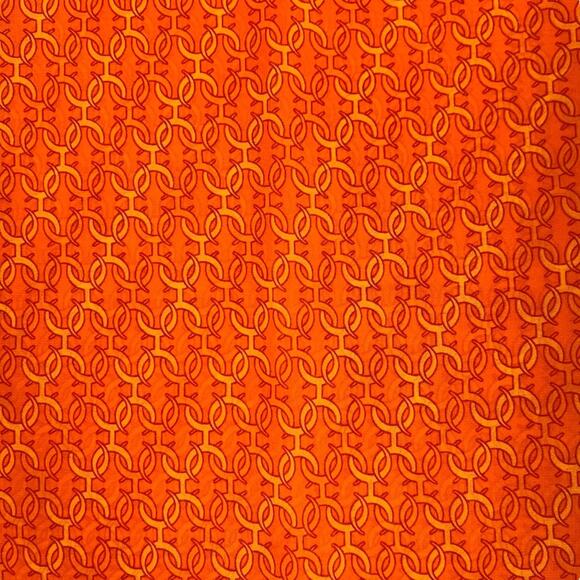 Effy Hematian Silk Scarf with Panther and Geometric Print Orange Rectangle 58x17 - Picture 3 of 9